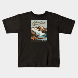 Glacier National Park Retro Vintage Travel Poster Kids T-Shirt